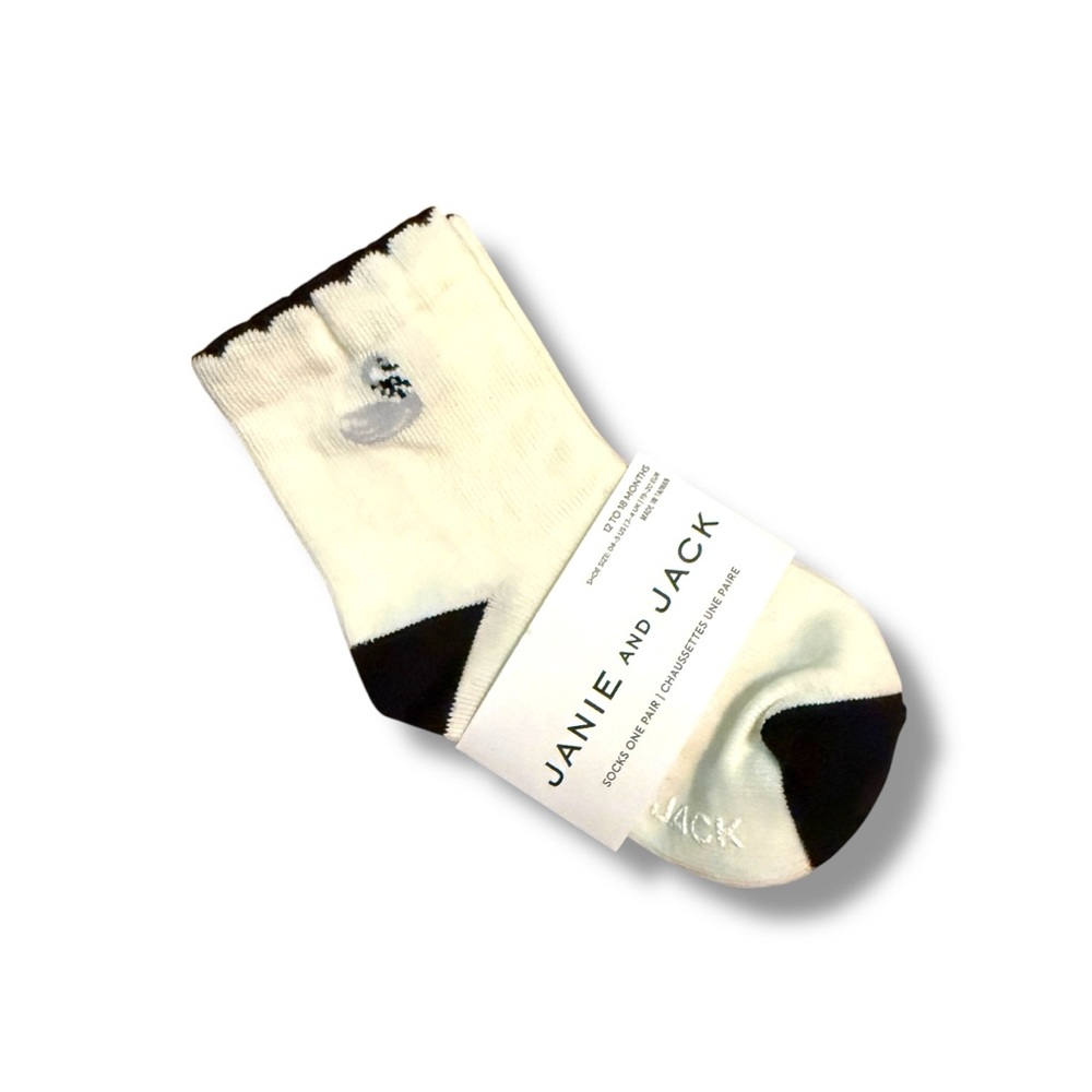Janie and Jack NWT Baby Socks Swan Ivory Black Boys Size 12-18M Infant Basics